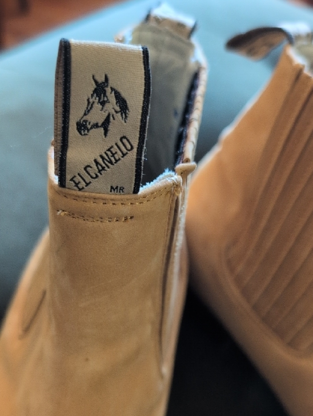 Men's Tan Leather Chukka Boots with Elastic Panels - Picture 2 of 6